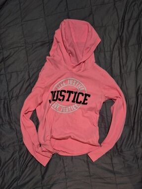 Justice Coral Pink Hoodie with Contrast Logo